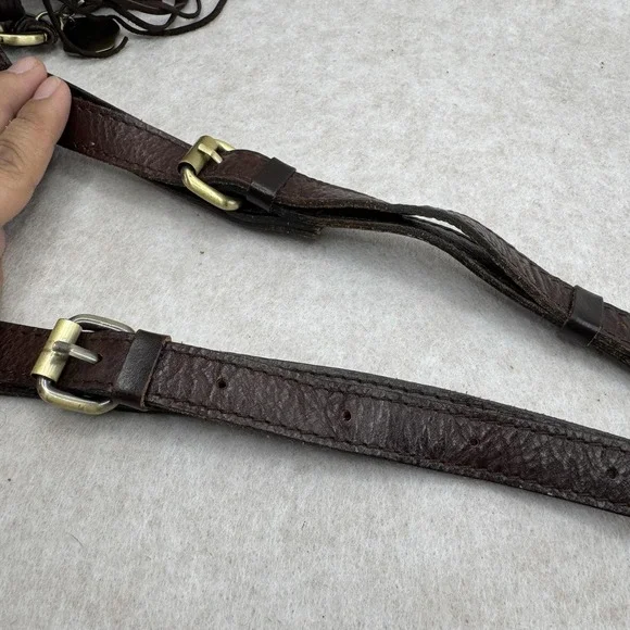 Patricia Nash Bag Womens Medium Dark Brown Suede Bucket Drawstring Fringe - Picture 15 of 16